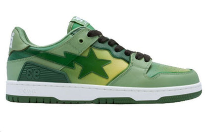 A BATHING APE SK8 Sta Leather Low 'White Green' 1I70-191-021-GREN