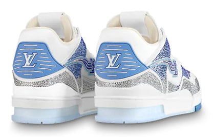 LOUIS VUITTON Trainer Sneakers 'White with Shiny Grey Blue Crystals' 1A8AI1