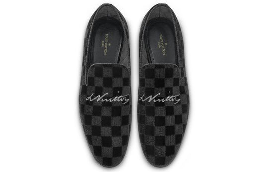 LOUIS VUITTON LV Auteuil Velvet Slip On Shoes 'Black' 1A5UXA