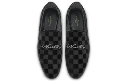 LOUIS VUITTON LV Auteuil Velvet Slip On Shoes 'Black' 1A5UXA