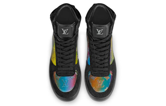 LOUIS VUITTON Rivoli Ankle Sneakers 'Black with Colorfull Monogram Patches' 1A5I47