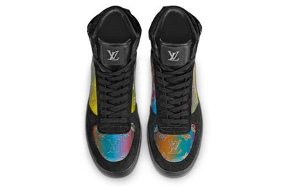 LOUIS VUITTON Rivoli Ankle Sneakers 'Black with Colorfull Monogram Patches' 1A5I47