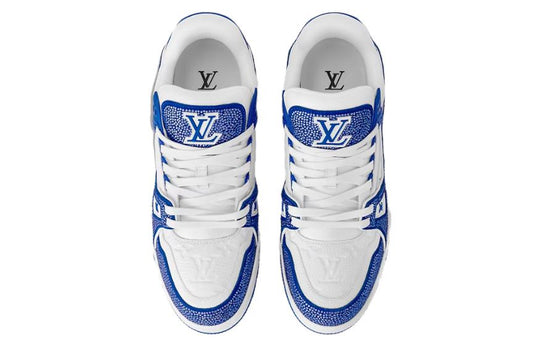 LOUIS VUITTON LV Trainer Sneakers 'White Monogram with Blue and Rhinestones' 1AC5AE