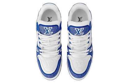 LOUIS VUITTON LV Trainer Sneakers 'White Monogram with Blue and Rhinestones' 1AC5AE