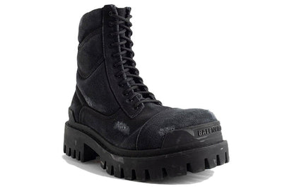 (WMNS) Balenciaga Combat Strike 20mm Boots 'Washed Black Cotton' 694060W2H111000