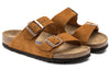 BirkenstockArizona Soft Footbed Suede Leather Narrow Fit Slides 'Mink'