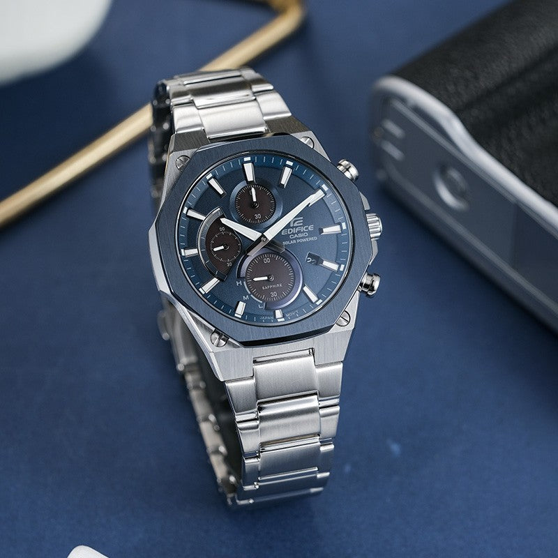 CASIOEDIFICE Solar Powered Mens Blue Analog