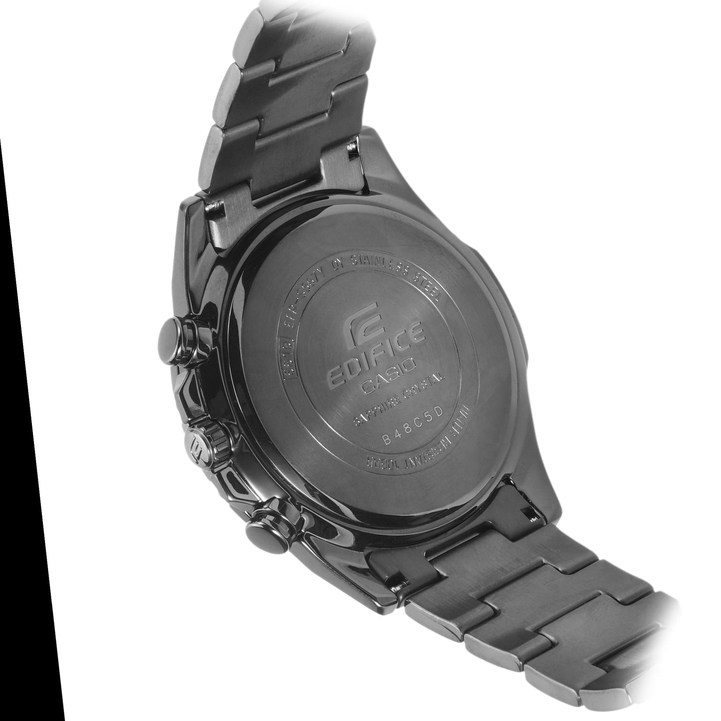 CASIOEDIFICE Waterproof Sapphire Crystal Quartz Solar Powered Mens Black Analog