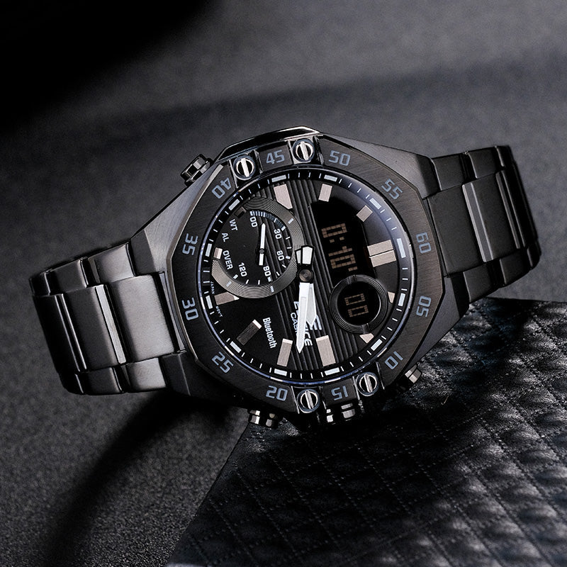 CASIOBluetooth Waterproof EDIFICE Sports Sapphire Crystal Solar Powered Mens Black Analog/Digital Combo