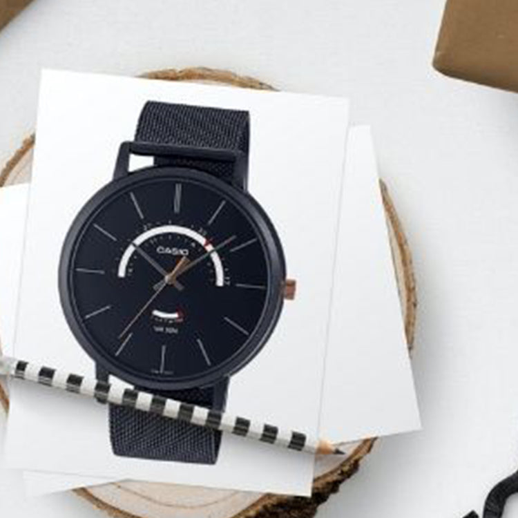 CASIOMen's  Dress Series Waterproof Quartz Dial 43mm Stainless Steel Strap Watch Mens Black Analog