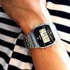 CASIOClassical Vintage Waterproof Black/ Unisex Mens Silver Digital