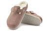 Birkenstock(WMNS)  Boston Shearling Suede Leather Coated Narrow Fit 'Pink Clay'