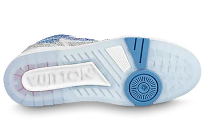 LOUIS VUITTON Trainer Sneakers 'White with Shiny Grey Blue Crystals' 1A8AI1