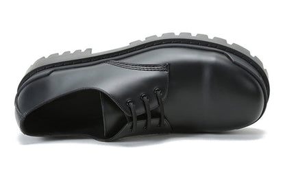 Balenciaga Cowhide Lacing Thick Sole Casual Leather Shoes Black 600600-WA960-1000