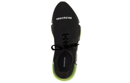 Balenciaga Speed Clear Sole Bandage Sneakers Black/Yellow 617255W05GJ1048
