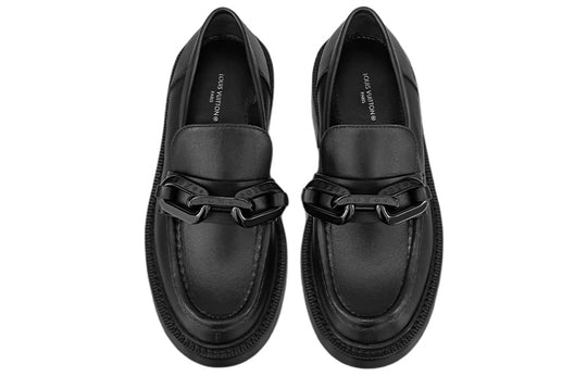 (WMNS) LOUIS VUITTON LV Academy Loafers 'Black with Chain' 1A9R6Y