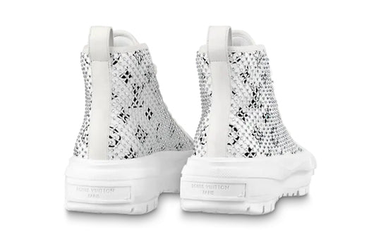 (WMNS) LOUIS VUITTON LV Squad Ankle Sneakers 'White with Crystal Monogram' 1A9RZO