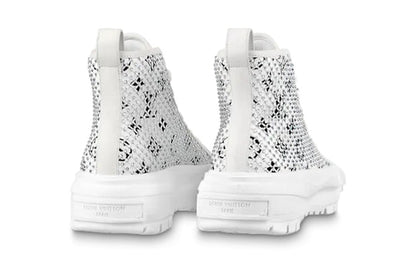(WMNS) LOUIS VUITTON LV Squad Ankle Sneakers 'White with Crystal Monogram' 1A9RZO