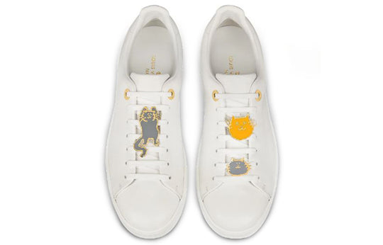(WMNS) LOUIS VUITTON Frontrow Cowhide Cat Illustration Sneakers White 1A52EM