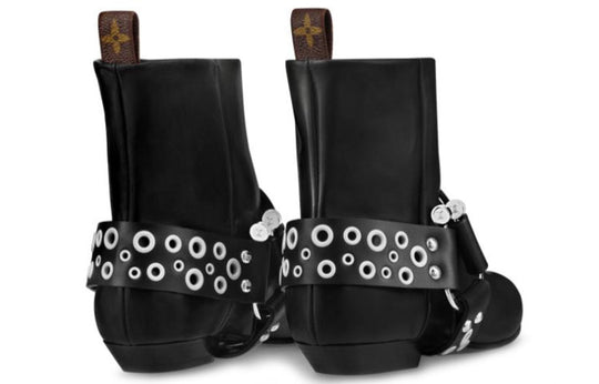 (WMNS) LOUIS VUITTON Rhapsody Ankle Boots 'Black with Silver Belt' 1A5SUO