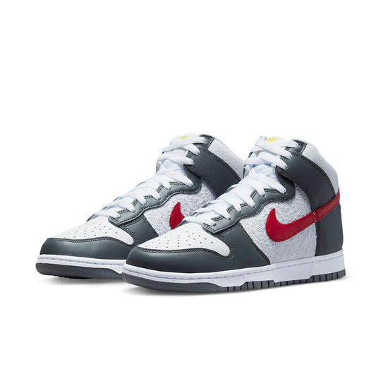 Nike Dunk High 'Embossed Basketball Grey Red' FD0668-001