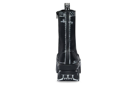 Balenciaga Bulldozer Lace Up Boots 'Black Outline Calfskin' 672502WBEF21090