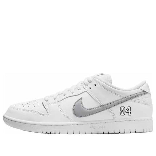 Nike x Supreme SB Dunk Low '94 White Metallic Silver' HQ8487-100
