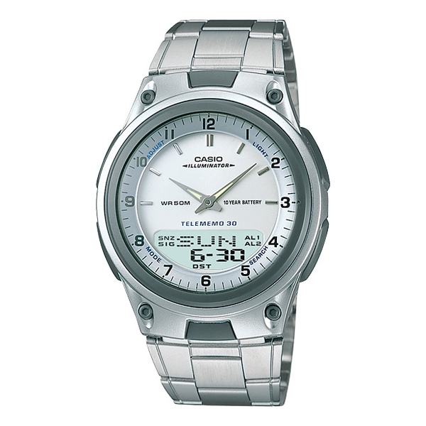 CASIOStainless Steel Strap Waterproof White Analog/Digital Combo