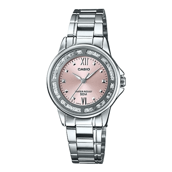CASIOStainless Steel BandWaterproof Stainless Steel Strap Pink Analog
