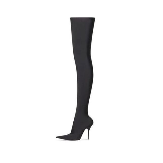 (WMNS) Balenciaga Knife 110mm Over The Knee Boots 'Black Matte Spandex' 719816W2ES01000