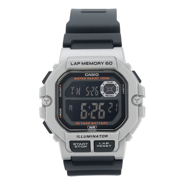 CASIOStylish Quartz Movement 47.2*44.5*13.4mm Resin Strap Watch Black Silver Unisex Mens