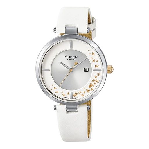 CASIOWaterproof SHEEN Sapphire Crystal Solar Powered Quartz White Analog