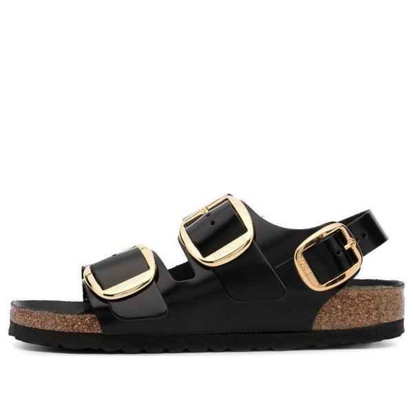 BirkenstockMilano Big Buckle Natural Leather Narrow Fit Sandals 'Patent High Shine Black'
