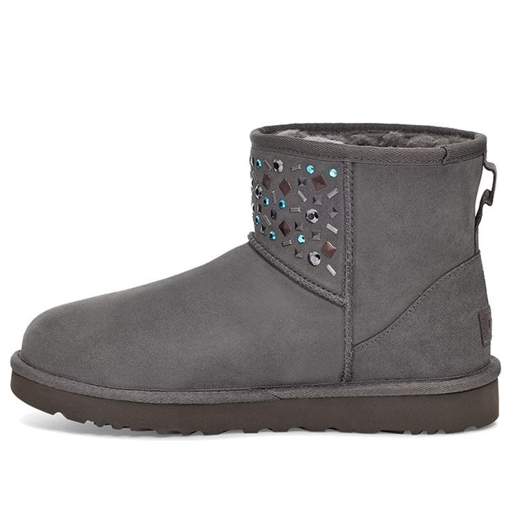 UGG(WMNS)  Classic Mini Stud II Rivets Snow Boots Grey