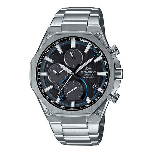 CASIOEDIFICE Solar Powered Mens SilverBlack Analog