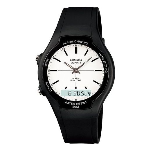 CASIOQuartz Waterproof BlackWhite Dial Mens BlackWhite Analog/Digital Combo