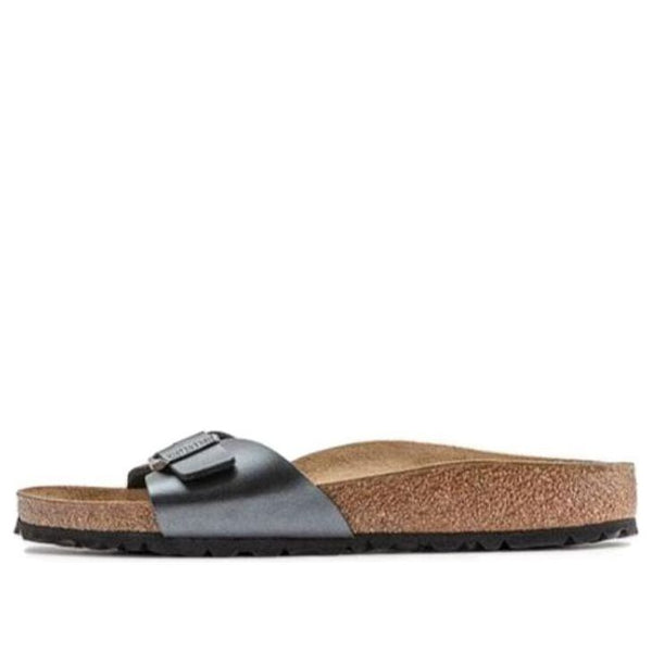 BirkenstockMadrid Birko-Flor Narrow Fit Sandals 'Metallic Black'