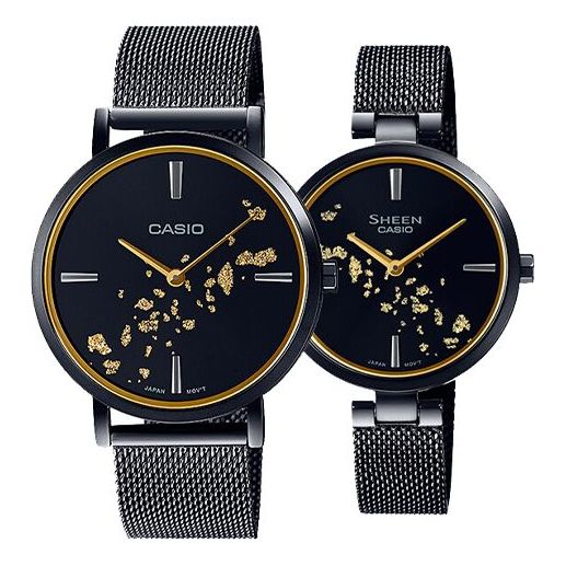 CASIOSHEEN Quartz Couple Waterproof Sapphire Crystal Black Analog