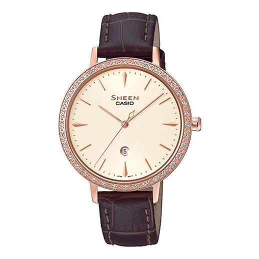 CASIOWaterproof SHEEN Quartz Sapphire Crystal Brown Analog