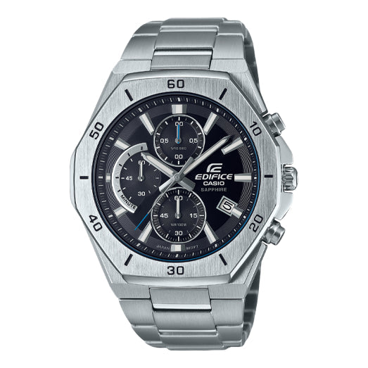 CASIOMen's  EDIFICE 100 Meter Waterproof Watch Stainless Steel Strap Mens Silver Analog