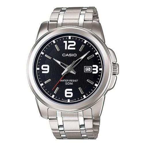 CASIOStainless Steel Strap Quartz Waterproof Black Dial Mens Black Analog