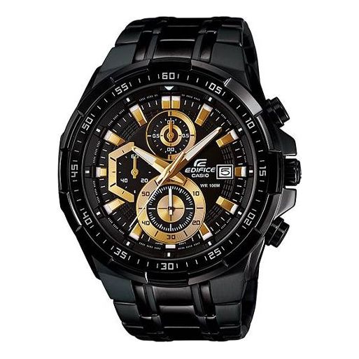 CASIOWaterproof EDIFICE Mens Black/Gold Analog