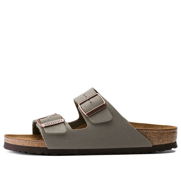 BirkenstockArizona Birko-Flor Birkibuc Sandals 'Stone'
