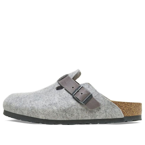 BirkenstockBoston Natural Leather/Felt 'Light Grey'