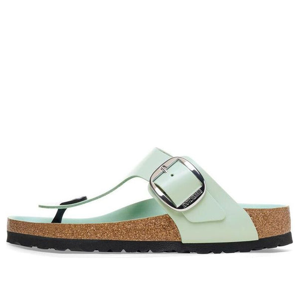 BirkenstockGizeh Big Buckle Natural Leather Patent Narrow Fit Sandals ' High Shine Surf Green'