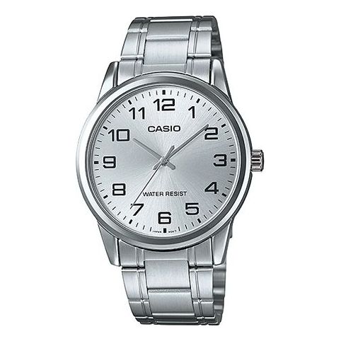 CASIOMen's Stainless Steel Strap Silvery Dial Mens Analog
