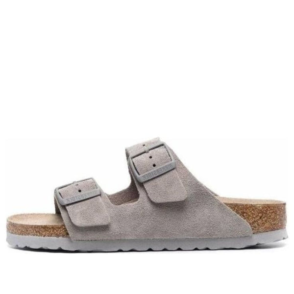 BirkenstockArizona Soft Footbed Suede Leather Narrow Fit Sandals 'Stone Coin'
