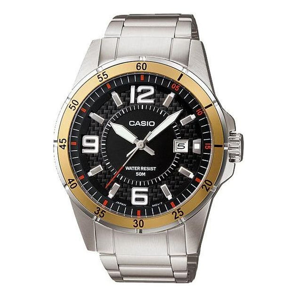 CASIOMen's  Dress Collection Quartz Movement Stainless Steel Strap Black Dial Watch Analog Mens