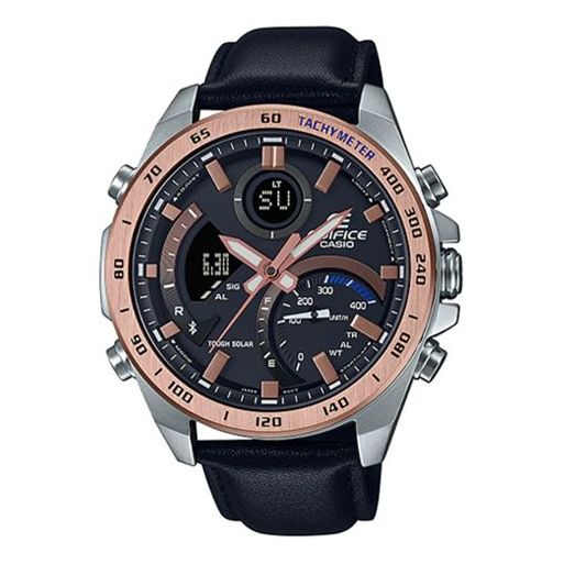 CASIOWaterproof EDIFICE Solar Powered Mens Black Analog/Digital Combo