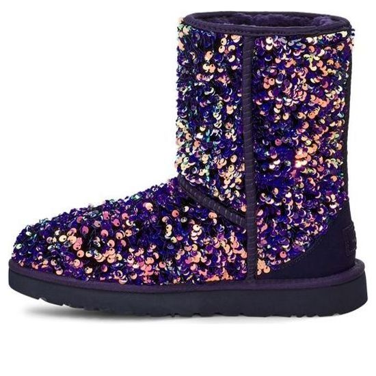 UGG(WMNS)  Classic Short Stellar Sequin Snow Boots Black/Blue/Purple